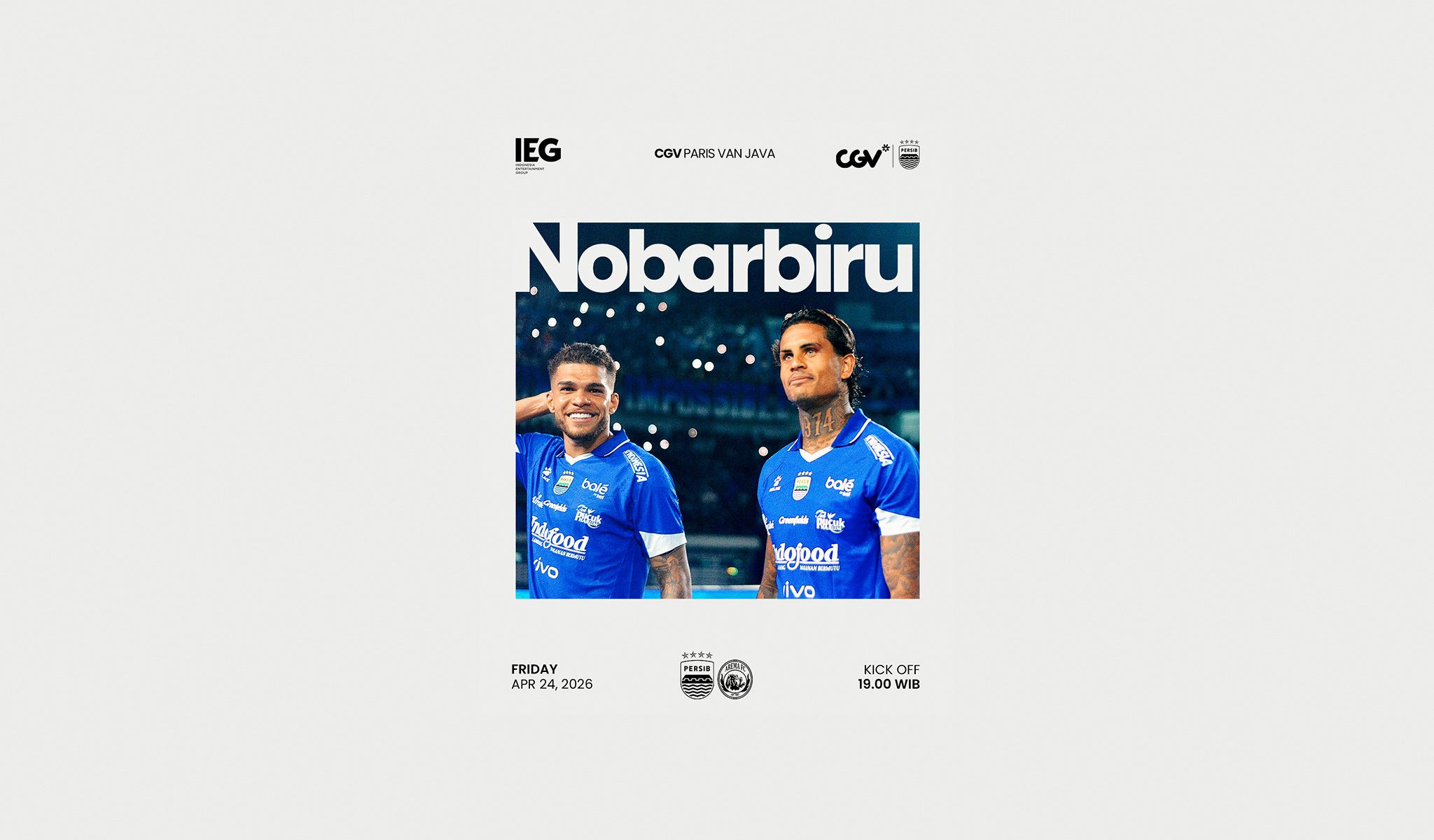 Nobar Biru Lawan Arema FC Ada di CGV PvJ dan Grha PERSIB